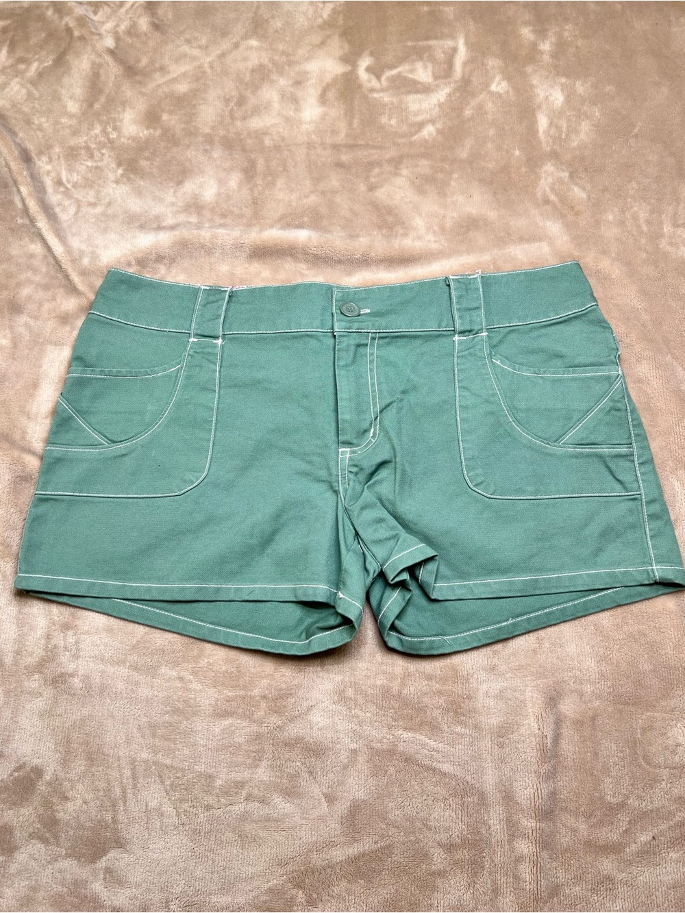 Light Green Vintage Cotton Low Rise Denim Shorts - Sz 15